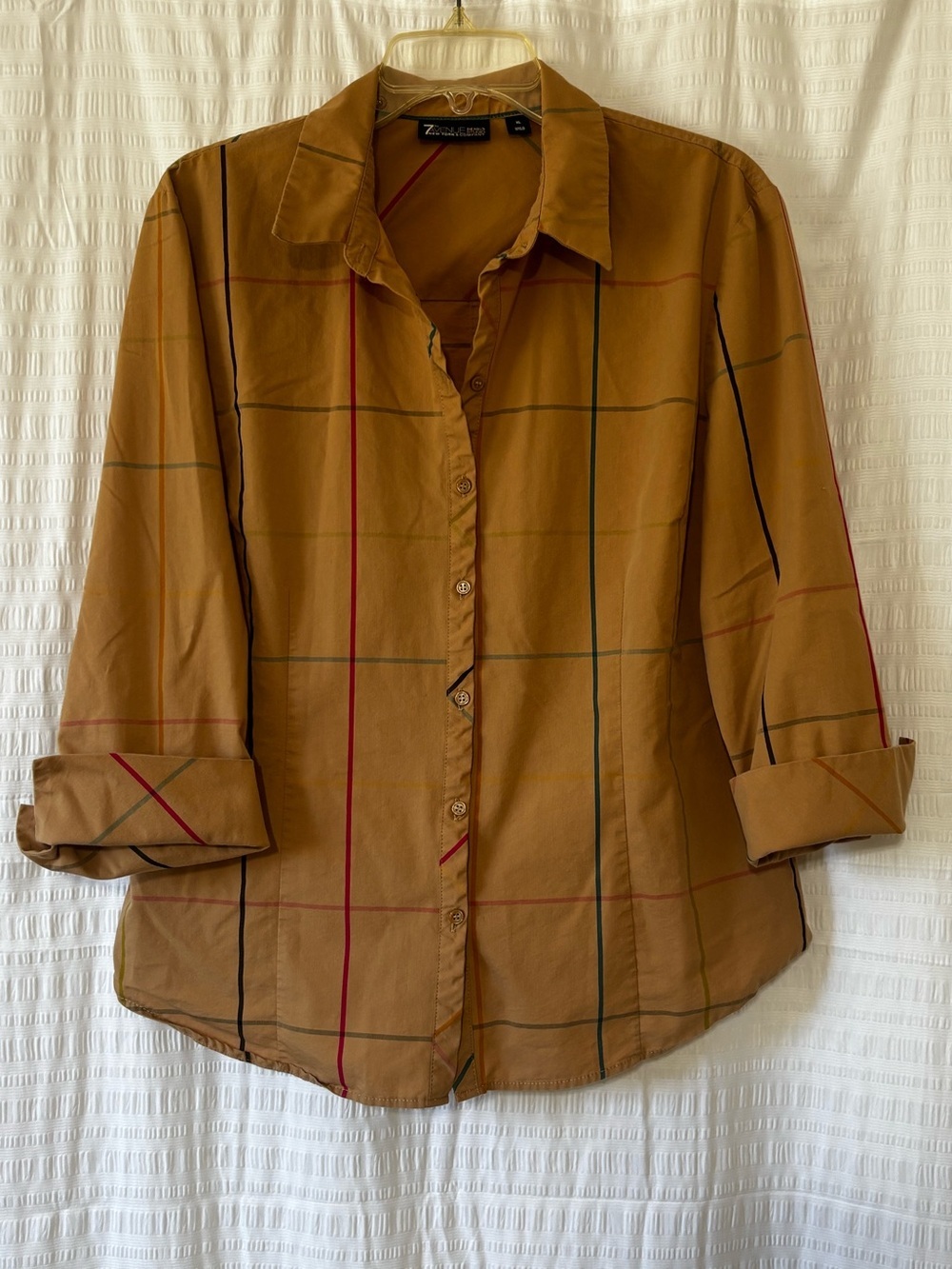 7th Avenue Design Studio New York & Company Plaid Button Up Shirt Sz XL